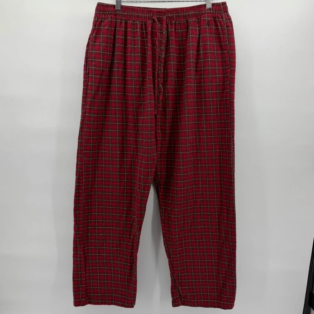 Polo Ralph Lauren Pajama Pants Mens XL Red Green Plaid Cotton Flannel Loungewear